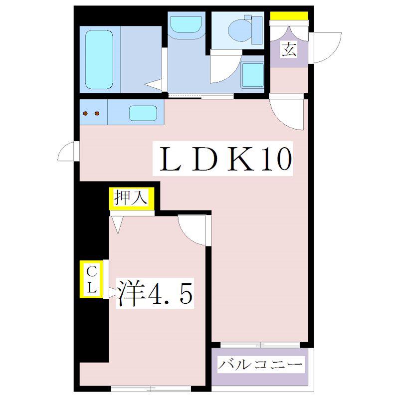 摩天楼中洲(1LDK/5階)の間取り写真