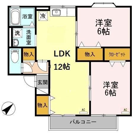 マウントV-2(3DK/1階)の間取り写真