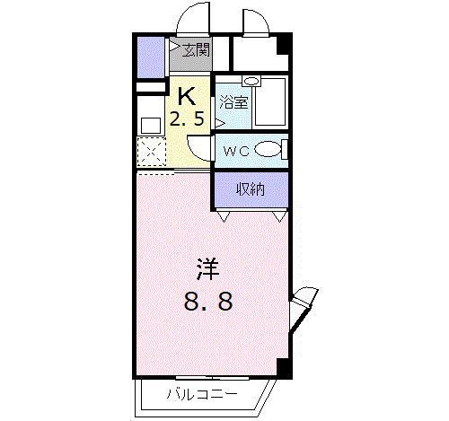 セゾン升本(1K/4階)の間取り写真