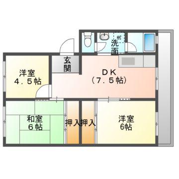 メゾン北鈴(3DK/2階)の間取り写真