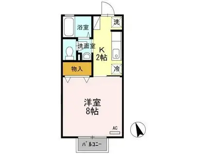 サンピア・K A棟B棟(1K/1階)の間取り写真