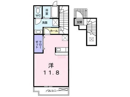 リバーサイド錦丘(ワンルーム/2階)の間取り写真