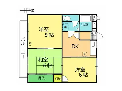 エトアール浜田(3DK/1階)の間取り写真