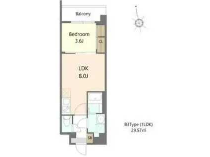 ALIVIS緑橋(1LDK/2階)の間取り写真