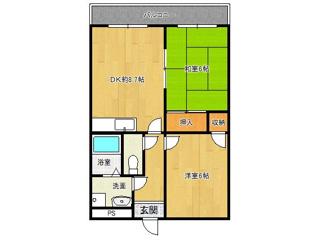 ラポールI(2DK/1階)の間取り写真