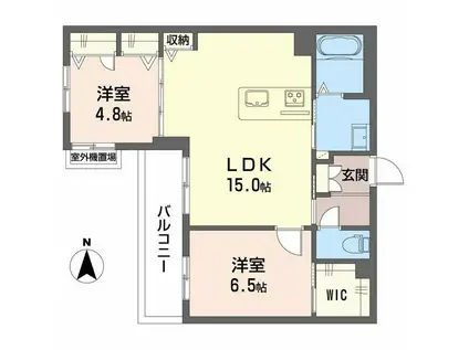 エスペランサ北田辺II(2LDK/3階)の間取り写真