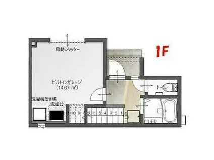 ガレージハウス桜木(ワンルーム/1階)の間取り写真