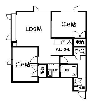 プリンセス神楽岡(2LDK/2階)の間取り写真