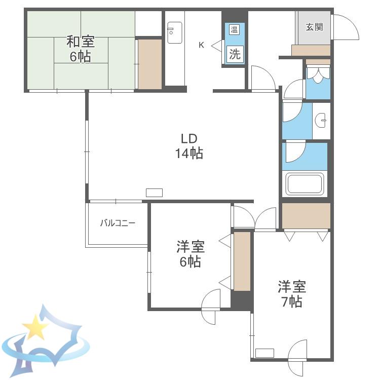 アルファコート山の手II(3LDK/4階)の間取り写真
