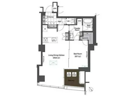 スカイハウス浜離宮(1LDK/15階)の間取り写真