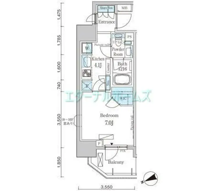 パークアクシス浅草・蔵前 6階階 間取り