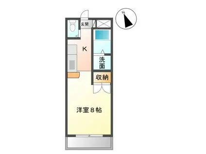 サニーフラット(ワンルーム/2階)の間取り写真