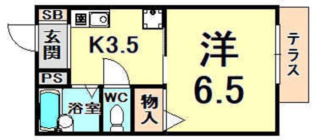 STEP夙川(1K/1階)の間取り写真