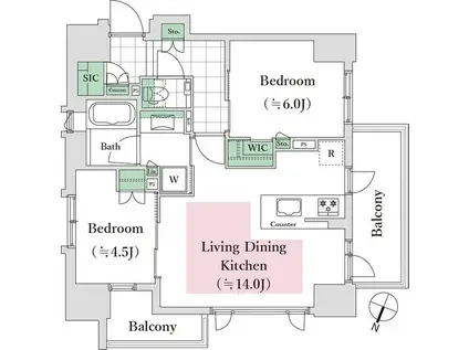 シティハウス南品川(2LDK/2階)の間取り写真