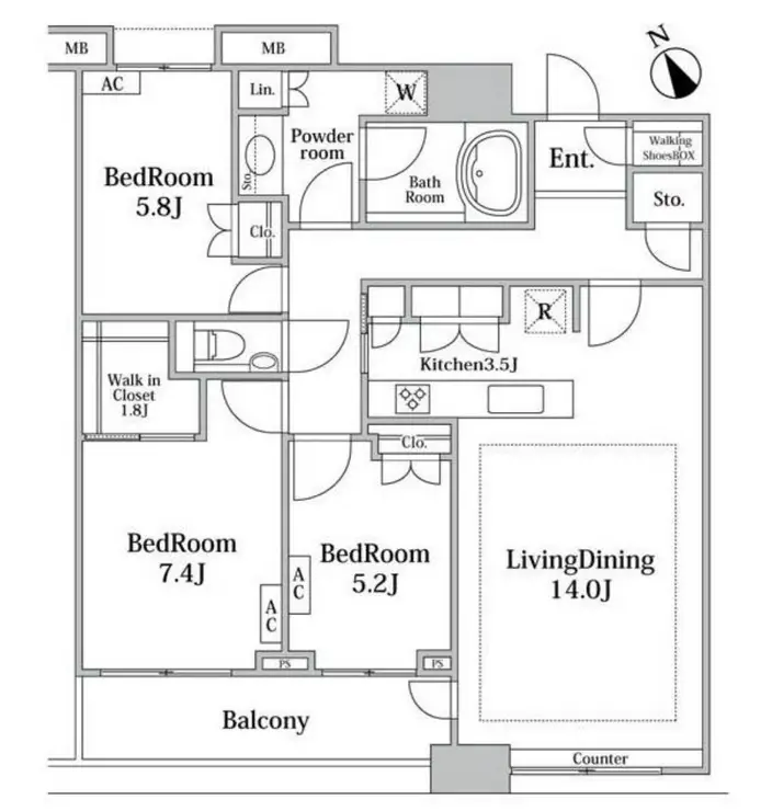 芝浦アイランドグローヴタワー 36階階 間取り