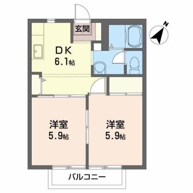 ファミールハイツ(2DK/2階)の間取り写真