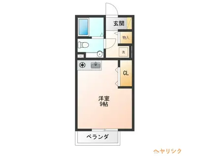 プレストンズ旭ヶ丘(ワンルーム/2階)の間取り写真