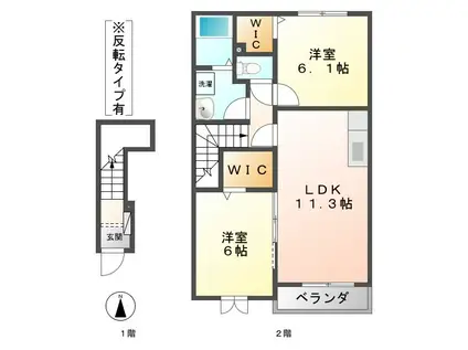 メリオル(2LDK/2階)の間取り写真