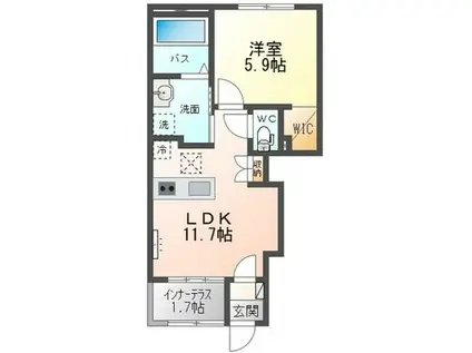 アルカンシエルI(1LDK/1階)の間取り写真