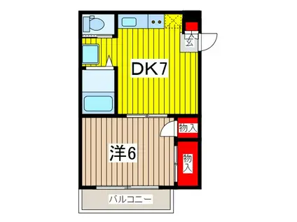 メゾンさくら(1DK/2階)の間取り写真