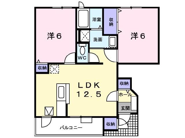 ウィルレジデンスI(2LDK/1階)の間取り写真