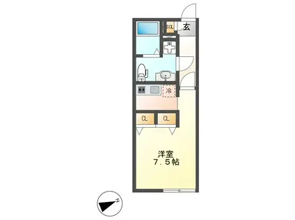 BRANCHE千種公園(1K/3階)の間取り写真