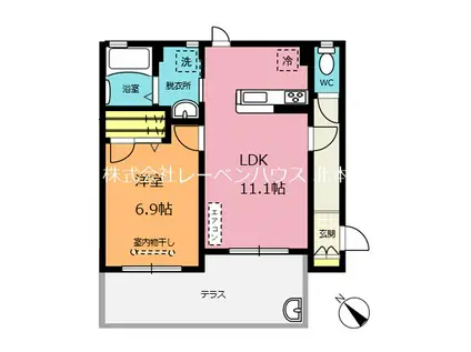リヴェールA(1LDK/1階)の間取り写真