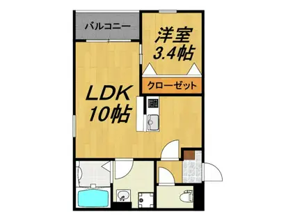LECOCON四日市VIII(1LDK/2階)の間取り写真