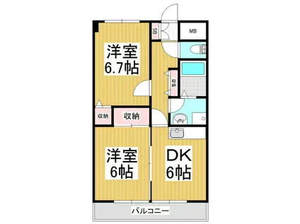 NAKATAマンション(2DK/2階)の間取り写真