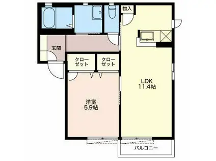 マナティー(1LDK/1階)の間取り写真