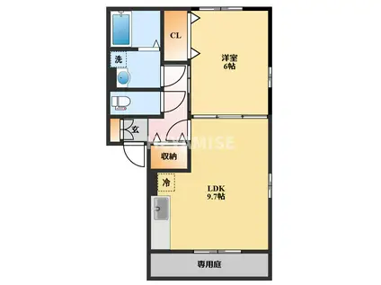 スカイコート大村 B棟(1LDK/1階)の間取り写真