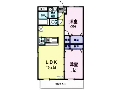 オルテンシア・泉崎B棟(2LDK/1階)の間取り写真