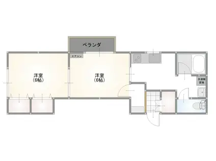 本荘アパート第6(2K/2階)の間取り写真