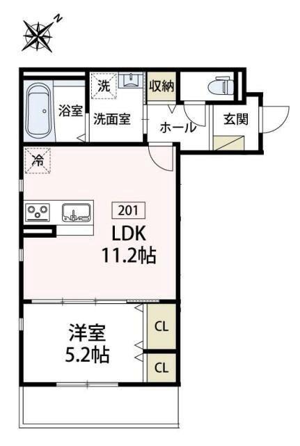 カーサ・ルピナス(1LDK/2階)の間取り写真