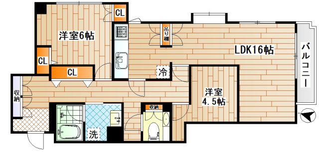 ソレイユ廣川(2LDK/3階)の間取り写真