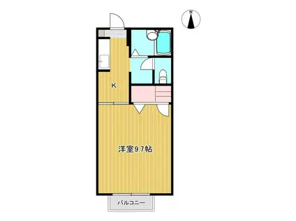 ドミール富田(1K/2階)の間取り写真