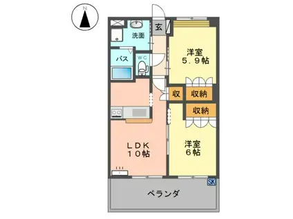 アバンサール(2LDK/2階)の間取り写真