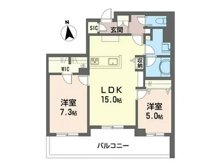 ゼフィールメゾンプレミア緑園(2LDK/1階)の間取り写真