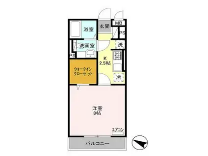 シャルマンS(1K/2階)の間取り写真