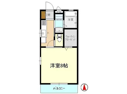 北岳 B棟(1K/2階)の間取り写真