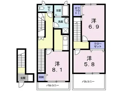 メゾン・シャルマンC(2DK/2階)の間取り写真