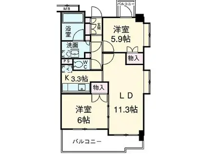 コンフォート・セラフ新小岩(1SLDK/2階)の間取り写真