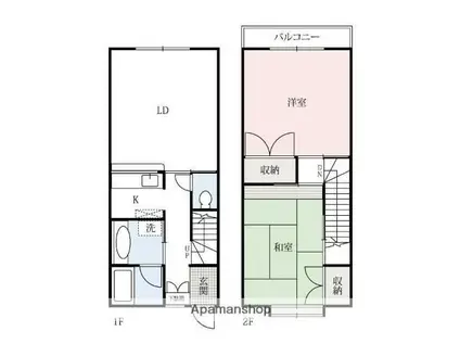豊岡メゾネット(2LDK/1階)の間取り写真
