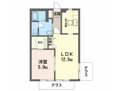 ドエル・タカショーB(1LDK/1階)の間取り写真