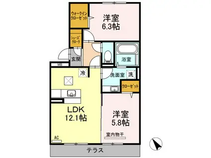 グランスイート(2LDK/1階)の間取り写真