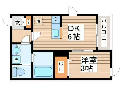 LUCENTE(1DK/1階)の間取り写真