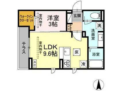 D-ROOM成島(1LDK/1階)の間取り写真