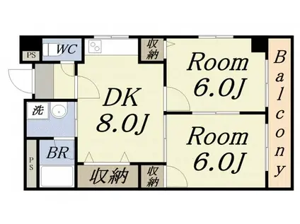 MOCO-06(2DK/6階)の間取り写真