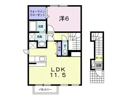 プラティークレジデンスB(1LDK/2階)の間取り写真