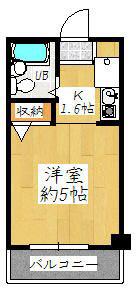 松尾ビル(ワンルーム/2階)の間取り写真